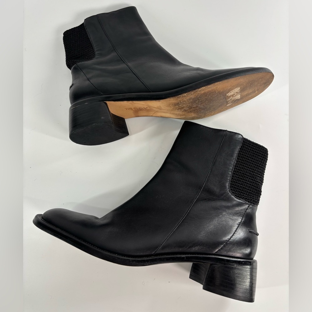 The Sak black leather Chelsea boot 8 chunky block heel crochet detail - Picture 6 of 15